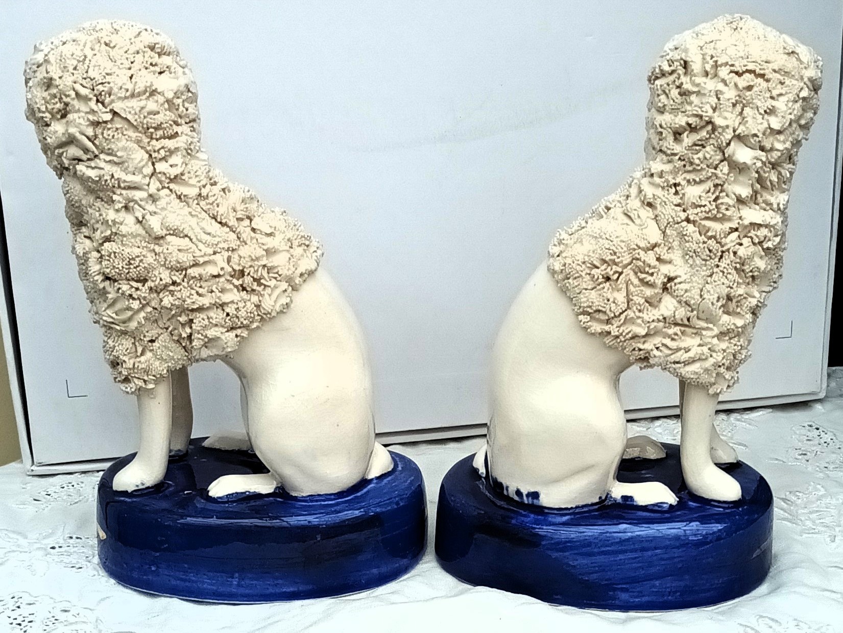 Pair of Antique English Victorian Staffordshire Seated Poodles Antique Ceramics 5